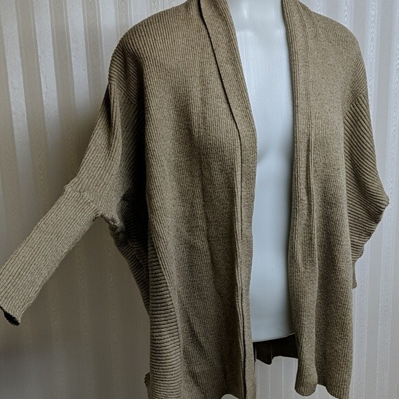 Zara Knit Woman Small Open Cardigan Ribbed Cuffs Top Beige S - Picture 2 of 8